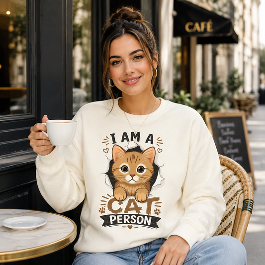 I Am A Cat Person Sweatshirt – Off-White