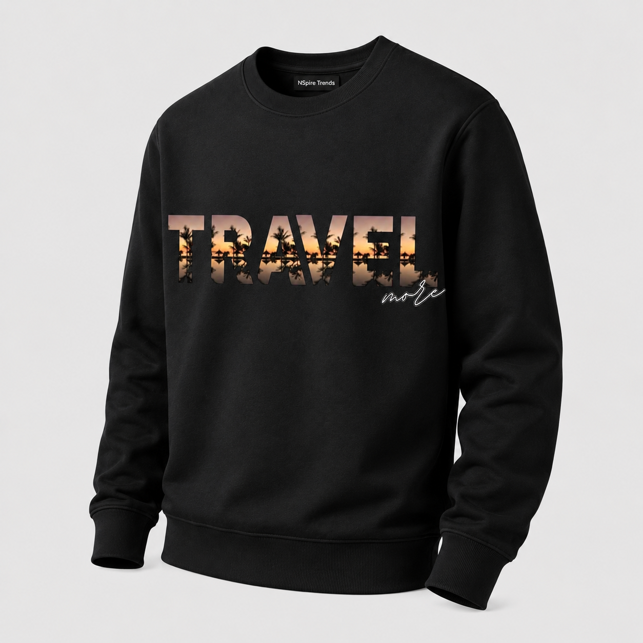 Travel More Graphic Sweatshirt – Black