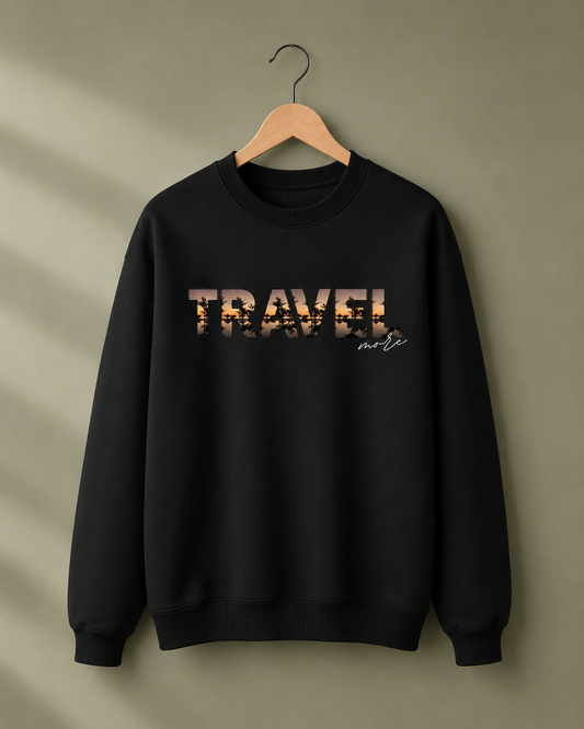 Travel More Graphic Sweatshirt – Black