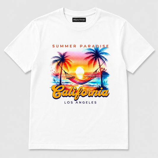 California Summer Paradise Graphic T-Shirt