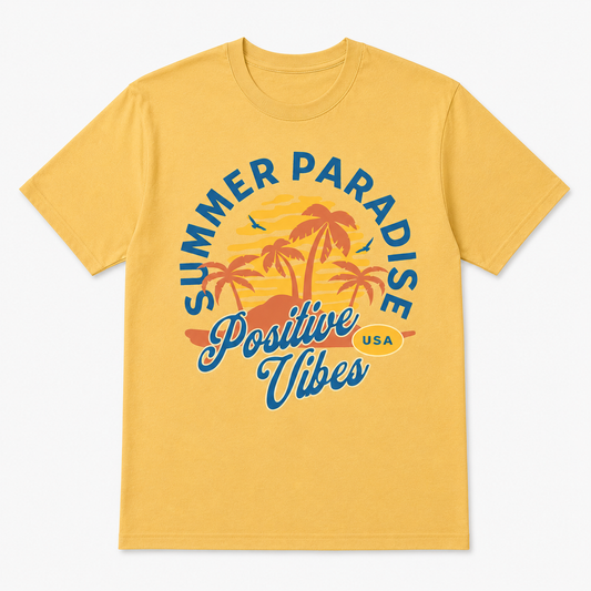Summer Paradise Positive Vibes Graphic T-Shirt