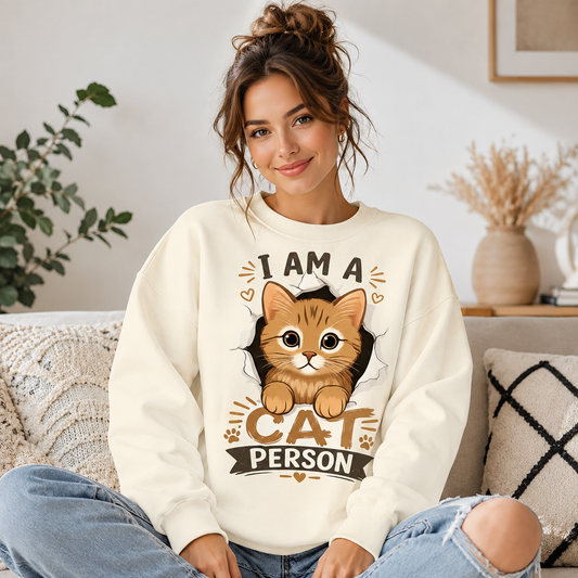 I Am A Cat Person Sweatshirt – Off-White