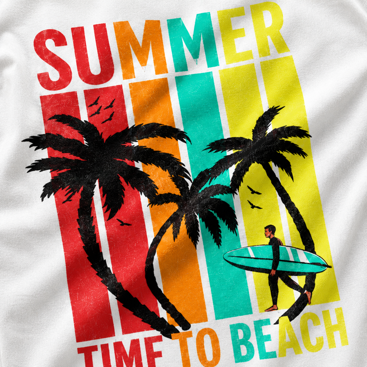 Summer Time to Beach – Tropical Graphic T-Shirt