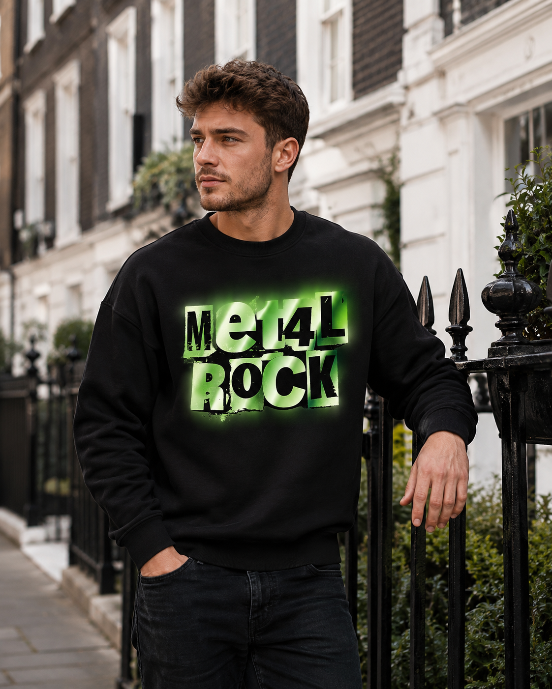 Metal Rock Graphic Sweatshirt – Black