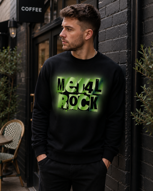 Metal Rock Graphic Sweatshirt – Black