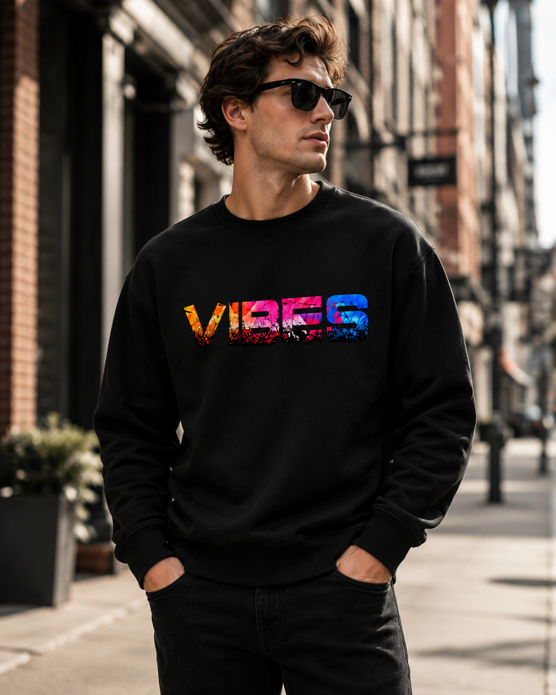 Positive Vibes Graphic Sweatshirt – Black
