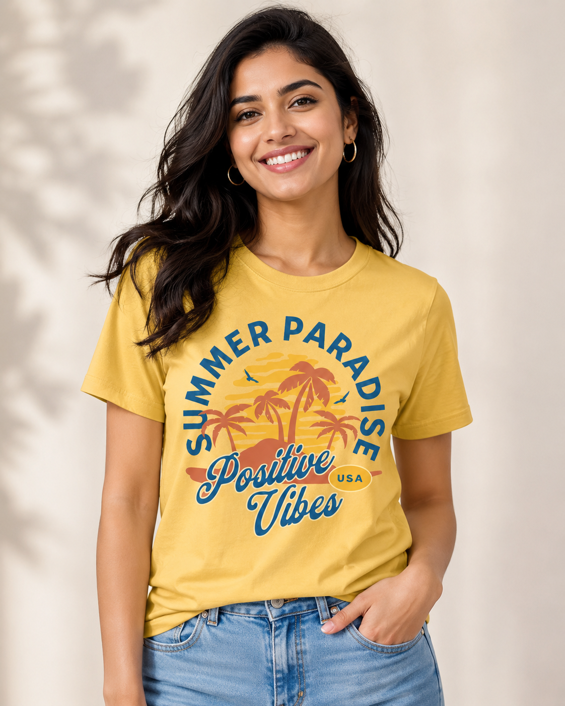 Summer Paradise Positive Vibes Graphic T-Shirt