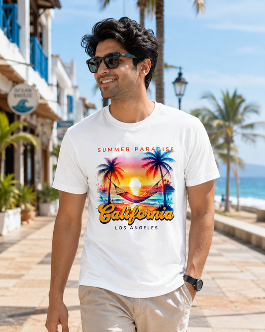 California Summer Paradise Graphic T-Shirt