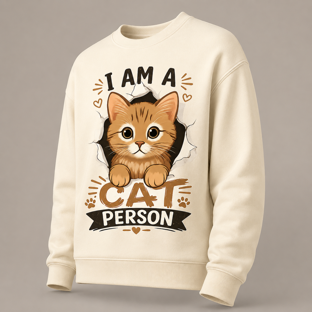 I Am A Cat Person Sweatshirt – Off-White