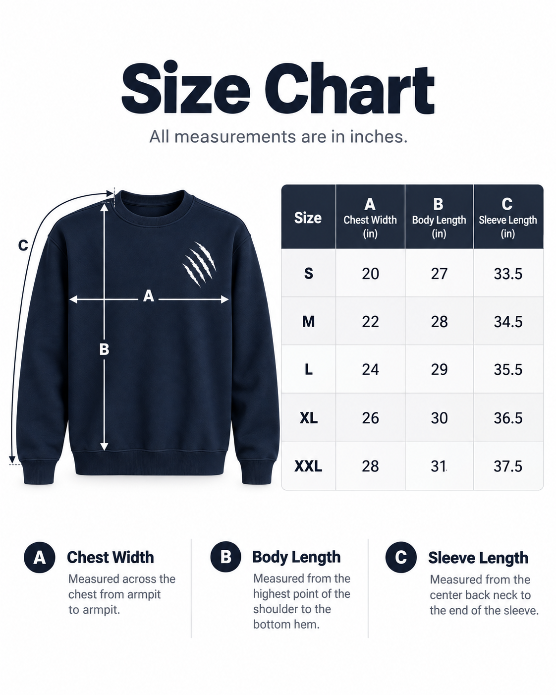 Midnight Claw Navy Sweatshirt – 320 GSM