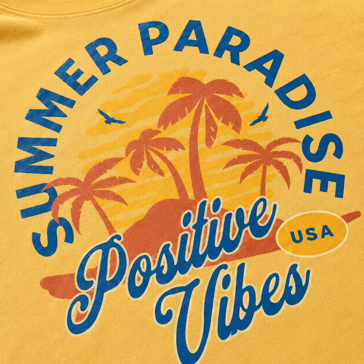 Summer Paradise Positive Vibes Graphic T-Shirt