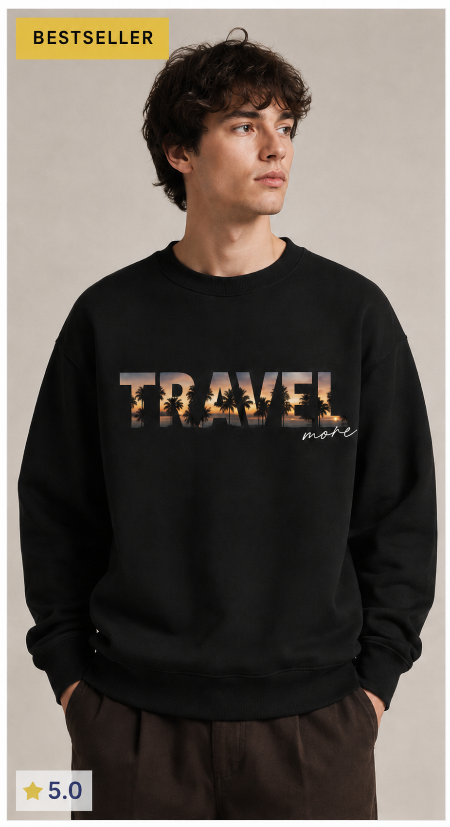 Travel More Graphic Sweatshirt – Black