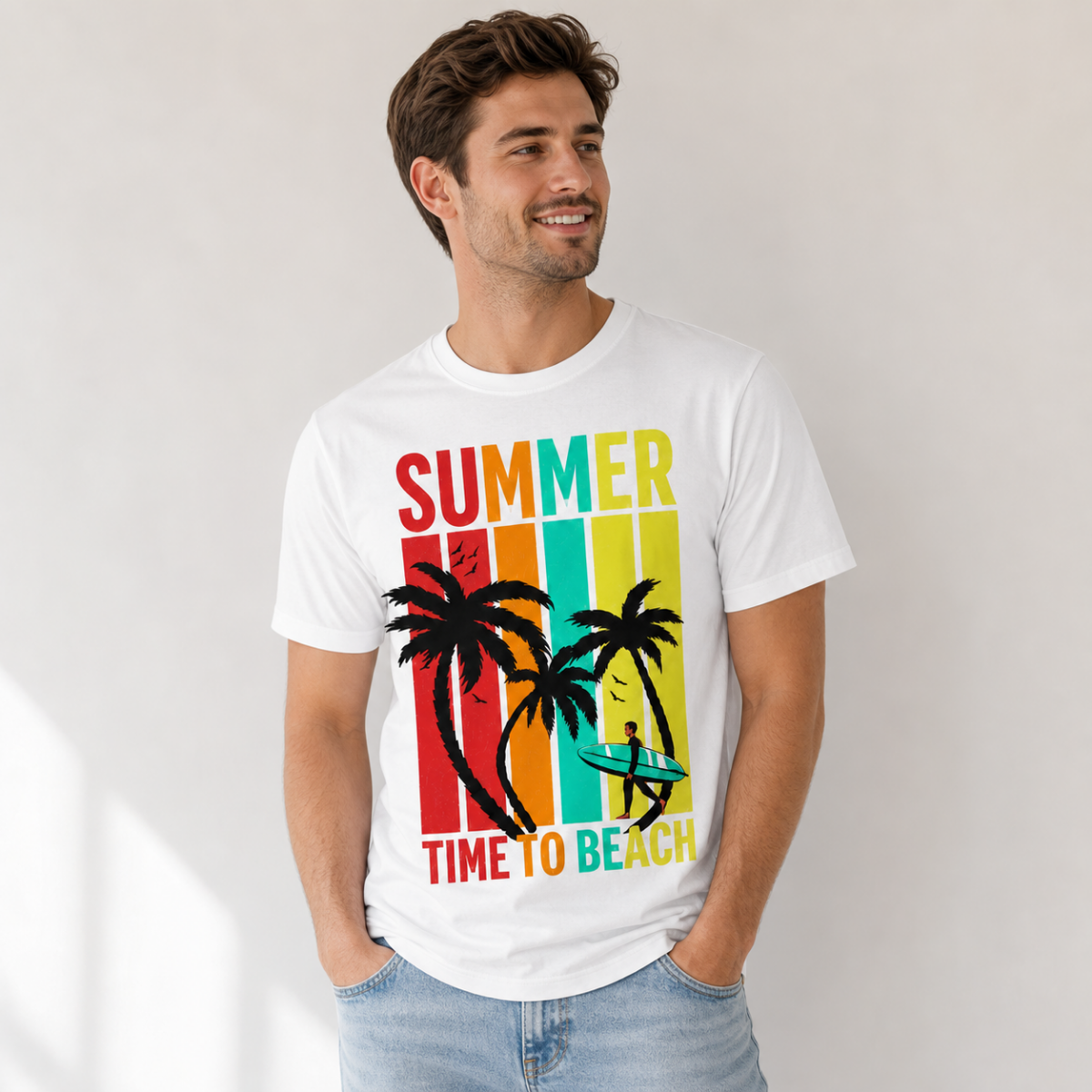 Summer Time to Beach – Tropical Graphic T-Shirt